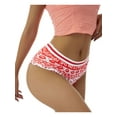 thumbnail image 4 of VISgogo Calzoncillos agradables para la piel para mujer, calzoncillos de cintura baja con estampado navideño femenino, blanco / rojo VISgogo moda, 4 of 9