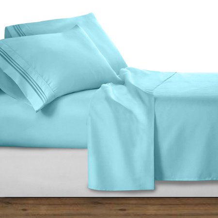 Luxury Bed Sheet Set ! Elegant Comfort Chain Design 1500 Series Wrinkle and Fade Resistant 3-Piece Bed Sheet set, Deep Pocket, HypoAllergenic - Twin, Aqua Blue