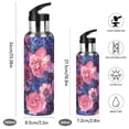 thumbnail image 2 of Yayeee 33oz Insulated Water Bottle Double Wall Stainless Steel with Flip Straw Lid, Vibrant Art Flowers, 2 of 7