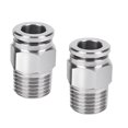 thumbnail image 1 of 2pcs PC 304 Acoplamiento neumático de hilo externo de acero inoxidable 1/8 "1/4" 3/8 "1/2" BSP Conector de manguera de tráquea de hilo externo, 1 of 7