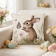 thumbnail image 1 of Funda de cojín de lino con estampado de conejito y huevo de Pascua | Funda de cojín decorativa de 45 x 45 cm para sofá, sillón y cama | Decoración para el hogar con temática de primavera y Pascua, 1 of 6