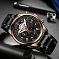 thumbnail image 4 of CURREN Casual Chronograph Black Watches Men Quartz Wristwatch Stainless Steel Band Clock Luminous Hands, 4 of 6