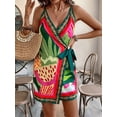 thumbnail image 6 of Women's Sleeveless Wrap V Neck Tie Knot Boho Short Dresses Red S, 6 of 8