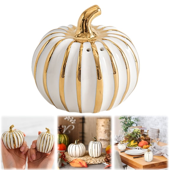 ACDANC 1 Pc Halloween Fall Pumpkin Shaped Salt and Pepper Shakers 3" Ceramic Salt and Pepper Shakers Set for Holiday Home Indoor Kitchen Decorations
