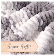 thumbnail image 4 of TiaGOC Chunky Knit Blanket Throw | 100% Hand Knit with Jumbo Chenille Yarn (50"x60", Gray and White Stripes), 4 of 6