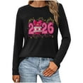thumbnail image 4 of ICHUANYI Women's Round Neck New Year Prints Sweatshirt, 2026 New Year Gift, Casual Tops for women Long-Sleeved Print Loose Blouse Shirt, 4 of 5