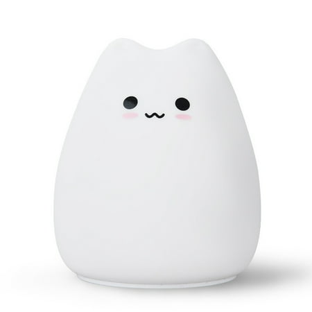 

Cartoon Cute Cat Silicone Lamp LED Color-changing Children s Bedroom Atmosphere Nightlight Creative Gift