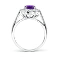 thumbnail image 2 of ANGARA Natural Amethyst with Diamond Halo Ring in Platinum for Women, Girls Ring Size-9.5 (Stone Grade-AAAA, Size-8x6mm) February Birthstone Jewelry Gift for Her Birthday, Wedding, Engagement, 2 of 9