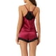thumbnail image 3 of INSPIRAR CHIC Conjunto de Pijamas de Satén para Mujeres, Top sin Mangas con Espalda de Cami y Pantalones Cortos con Encaje, Conjuntos de Lounge de Seda M Rojo, 3 of 6