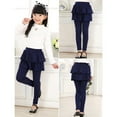 thumbnail image 6 of URMAGIC Girls' Leggings with Skirt - 2 Pack of Cotton Ruffle Skirt Pants for Kids for 4-10 Years, 6 of 18