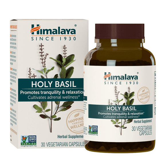 Himalaya Holy Basil Herbal Supplement, Stress Relief, Occasional Sleeplessness, Promotes Calm, 30 Capsules