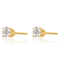 thumbnail image 5 of 14K Solid Yellow Gold 4.25mm Cubic Zirconia CZ Stud Earrings, 5 of 10