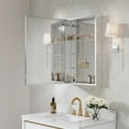 thumbnail image 6 of ANGELES HOME 20" x 30" Bi-View Medicine Cabinet with Mirror, Surface Mount or Recessed Mirror Medicine Cabinet for Bathroom, Anodized Chrome Aluminum Frame, Bathroom Mirror Cabinet with Storage, 6 of 12