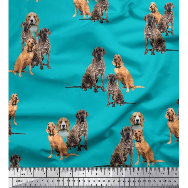 Soimoi Rayon Fabric Beagle,Cane Corso & English Cocker Spaniel Dog Printed Craft Fabric by The Yard 56 Inch Wide