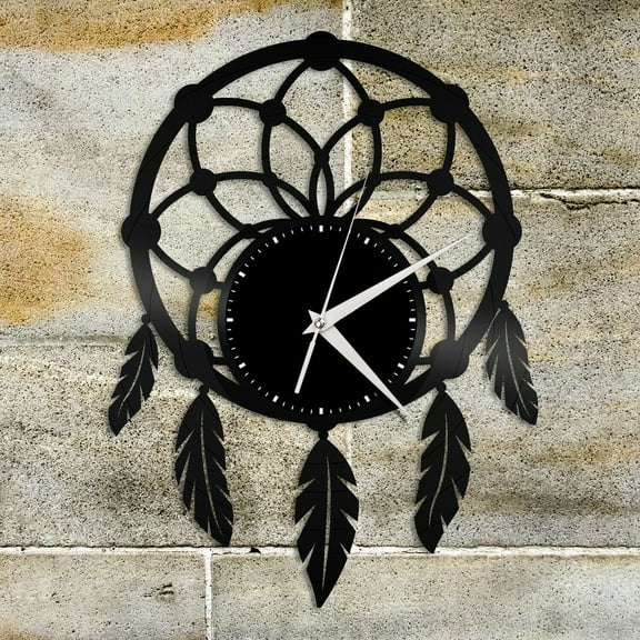 Amblelife Dream Catcher Vinyl Wall Clock Unique Gift for Friends Home Nursery Decoration Vintage Design Office Bar Room Home Decor