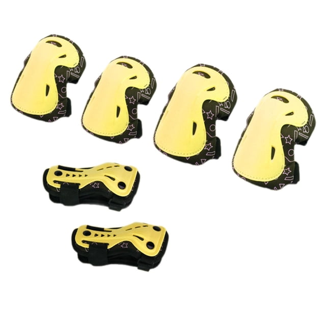 Conjunto de equipo de protección para niños, conjunto de equipo de protección para monopatín, coderas resistentes y portátiles cómodas para deportes Amarillo