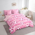 thumbnail image 2 of Erosebridal Kids Teens Soccer Print Twin Bedding Sets 7-Piece,Sport Theme Stars Stripes Bedding Comforter Set for Girls Boys,Pink Reversible,Microfiber Bedroom Decor, 2 of 6
