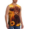 thumbnail image 2 of Fotbe Vintage Sunflower Cow A Men's Camiseta sin Mangas Estampada para Hombres, Playera Casual para Gimnasio, Entrenamiento, Playa-X-Large, 2 of 7