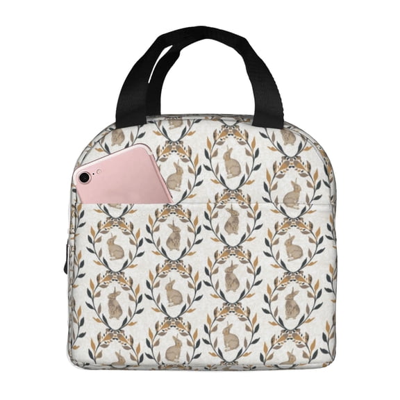 Naloa Retro Bunny Print Lunch Box for Women Men,Insulated Lunch Bag,Lunchbox,Thermal Leakproof Cooler,Reusable Lunch Tote Bag for Work School Travel Picnic