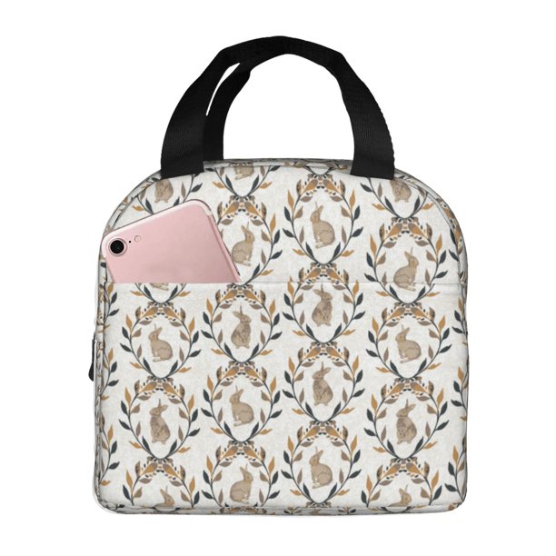 Easygdp Retro Bunny Bolsa Térmica Premium - Tela Oxford Impermeable, Gran Capacidad, Bolsillo Frontal, Unisex para Trabajo, Escuela, Actividades al Aire Libre y Picnics