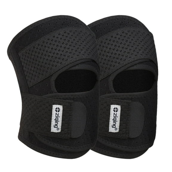 Adjustable Knee Brace (Black, Size L) - Dual Spring Stabilizers & Breathable Compression Support for Men & Women - Non-Slip Patella Protector, Stability for Sports, Workouts & Daily Use (2-Pack)