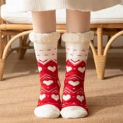 Christmas Fuzzy Socks For Women Home Casual Sleeping Socks For 6 To 9 Size Warm Cozy Slipper Socks Microfiber Fluffy Socks Christmas Gifts Sports Socks Sock Red