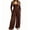 Coffee #1, variant on Wide Leg Jumpsuits for Women Square Neck Smocked High Waist Baggy Jumpsuits Loose Fit Office Work Casual Daily Wear ,S