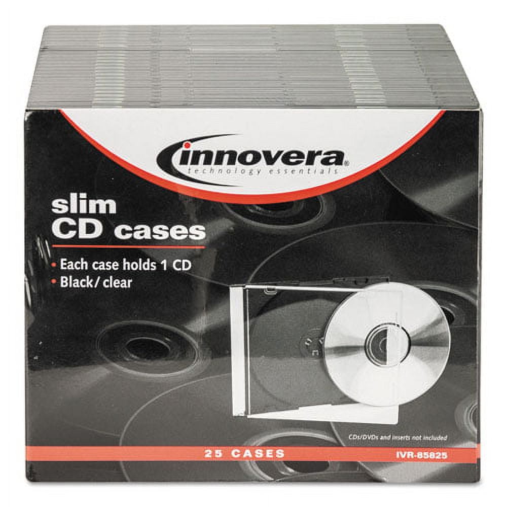 Cd/dvd Slim Jewel Cases, Clear/black, 25/pack | Bundle of 10