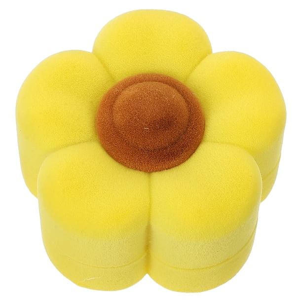 Caja de tela de terciopelo para anillos, caja para anillos de boda con forma de flor, caja para pendientes, caja para aretes