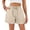 Khaki, variant on Womens Linen Casual Wide Leg Shorts Summer Ruffle High Waisted Drawstring Beach Pleated Palazzo Short with Pockets, Black S