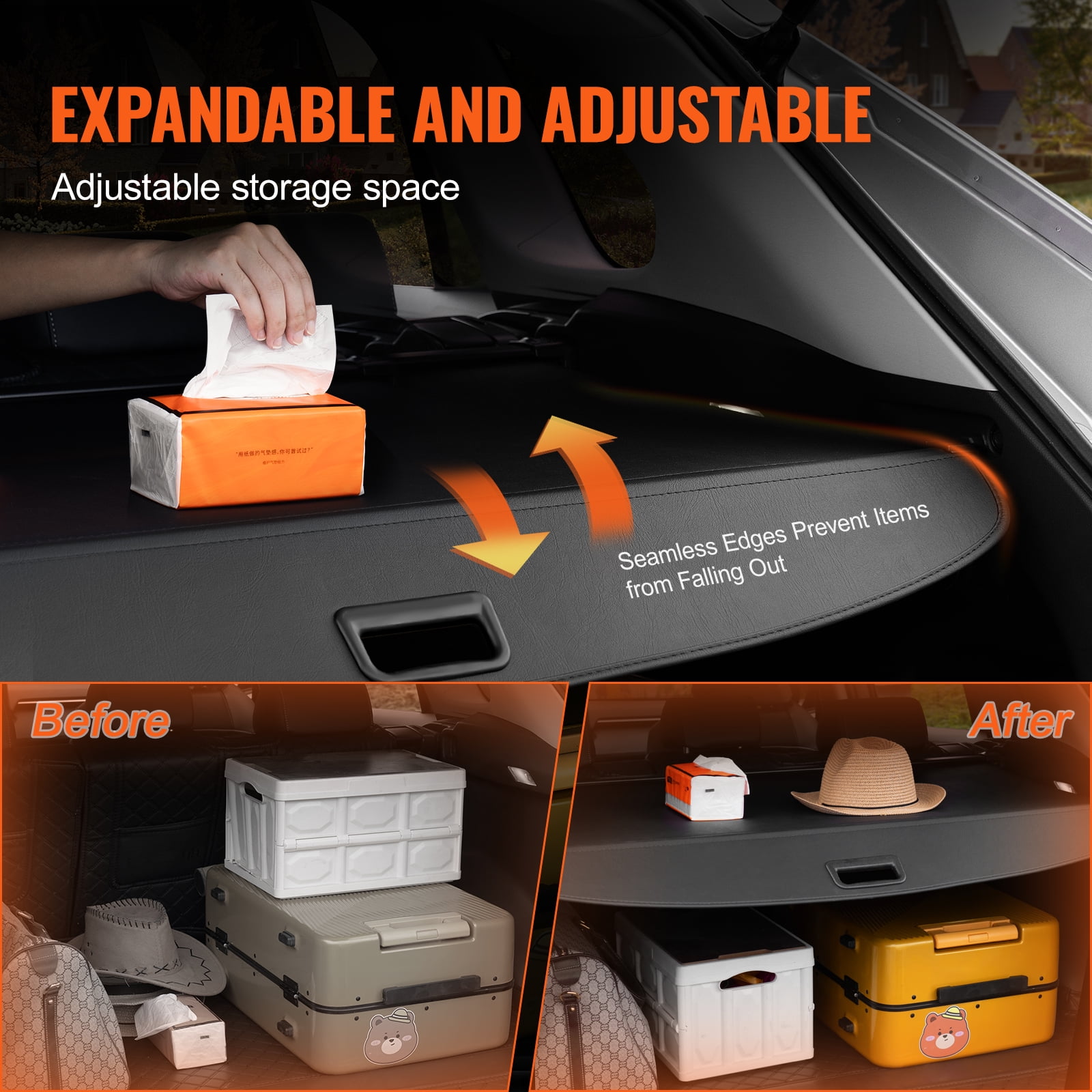 KFFKFF Retractable Trunk Cover for Toyota RAV4 2019-2025, Waterproof Security Shade for 5-Seater Models, UV-Resistant Rear Cargo Shield with Durable Aluminum Frame and PVC Leather Finish