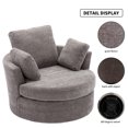 thumbnail image 2 of DeeHome Oversize Round Swivel Chair Cozy Club 360 degrees Swivel Sofa with 3 Pillows Chenille Fabric for Living Room Lounge Hotel 40.2D X 42.1W X 34.3H Inch, 2 of 9