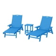 thumbnail image 3 of WestinTrends Malibu 3-Piece Outdoor Chaise Lounge Set with Side Table, All-Weather Poly Lumber, 5-Position Backrest, Lawn Pool Patio Furniture, Pacific Blue, 3 of 14