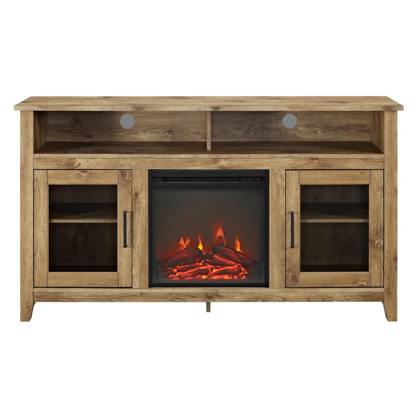 Walker Edison 58in. Wood Highboy Fireplace Media TV Stand Console