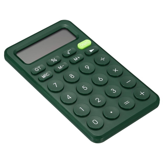 Unique Bargains Desk Basic Cute Calculator, Desktop Calculators Battery Powered with 12 Digit LCD Display, Dark Green