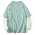 thumbnail image 4 of T Shirts for Men Casual Tops Winter Fall Long Sleeve Fashion Simple Fake Two Piece Pullover Round Neck Bottoming Shirt T-shirt Top, 4 of 5