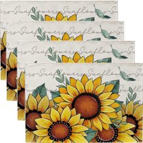 Spring Summer Sunflower Table Runner, Fall Autumn Floral Flower Kitchen Dining Table Decoration, Seasonal Burlap Indoor Outdoor Home Decor Party Supply 13 x 72 Inches