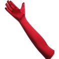 thumbnail image 1 of Tapp C. Classic Adult Size 22" Long Opera Length Satin Gloves - Red, 1 of 3