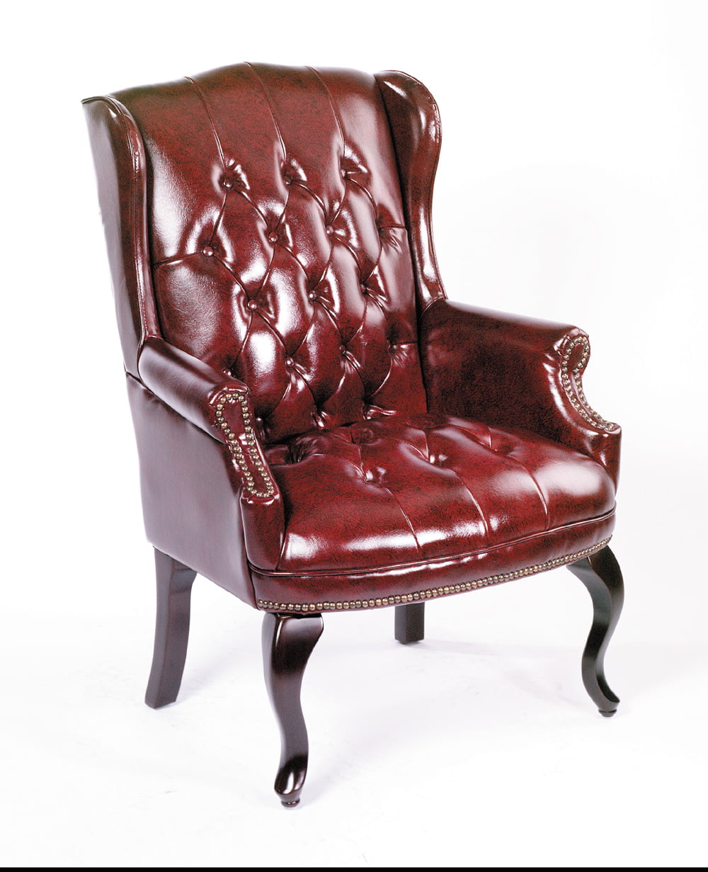 Boss Office Traditional Faux Leather Tufted Guest Chair in Oxblood 