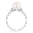 thumbnail image 2 of ANGARA Japanese Akoya Cultured Pearl Collar Ring with Diamonds in 14K White Gold for Women | June Birthstone, Birthday, Anniversary, Jewelry Gift for Women | Pearl Ring, 2 of 8