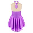 thumbnail image 4 of Jizyo Girls Sequins Ballet Figure Ice Skating Dress Kids Sleeveless Floral Printed Tutu Skirted Purple 12, 4 of 6