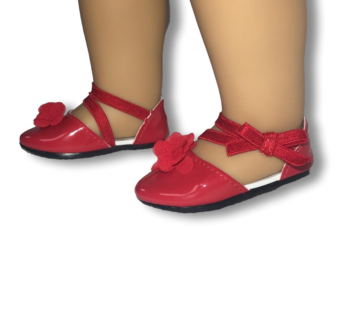 American Girl Doll Rose Bow Flat Shoes Janie and Jack for 18-inch Dolls (Doll not Included)