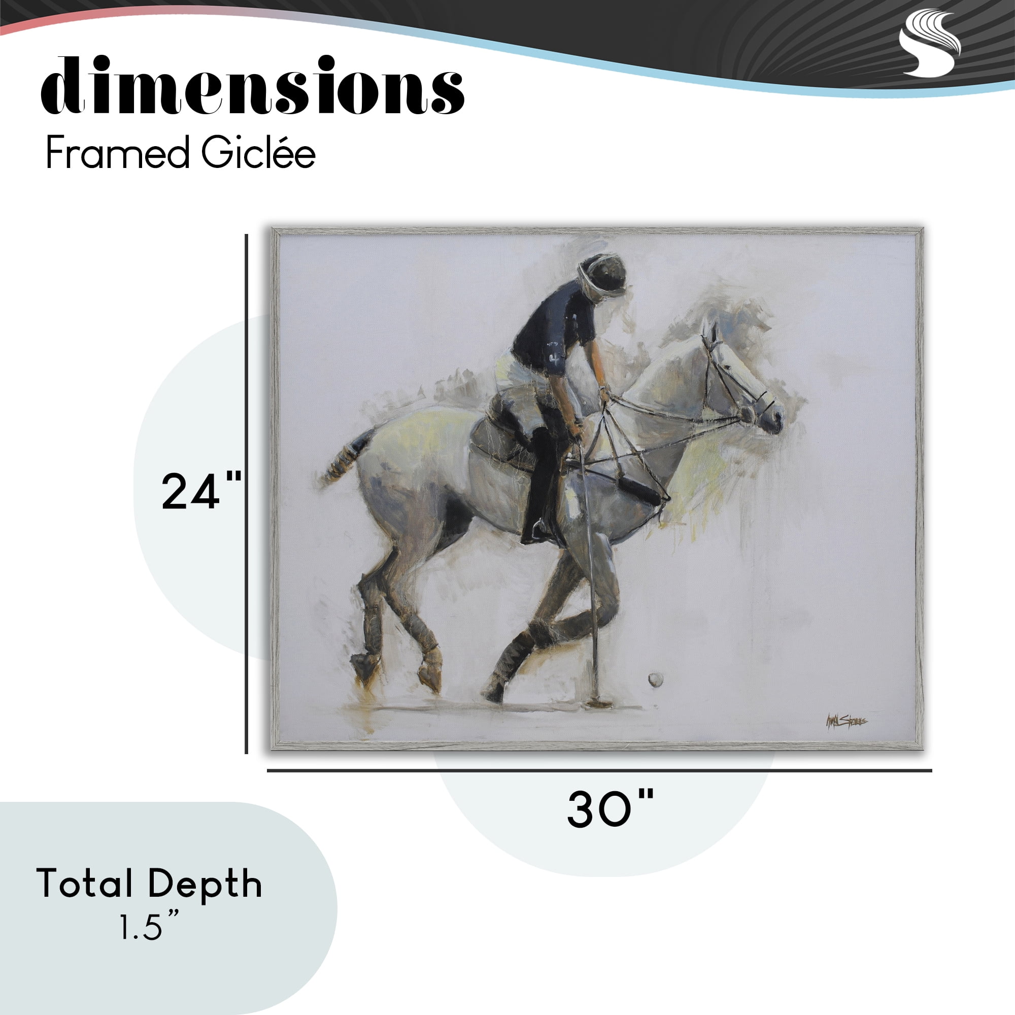 Stupell Industries Polo Rider in Motion Gray Framed Giclee Art, design by Jadei Graphics