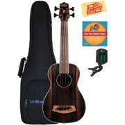 Kala UBASS-EBY-FS Striped Ebony Fretted Acoustic-Electric U-Bass Ukulele Bundle with Gig Bag, Tuner, Austin Bazaar Instructional DVD, and Polishing Cloth