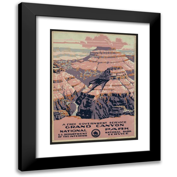 Don Chester Powell 11x14 Black Modern Framed Museum Art Print Titled - Grand Canyon National Park, a Free Government Service (ca. 1938)