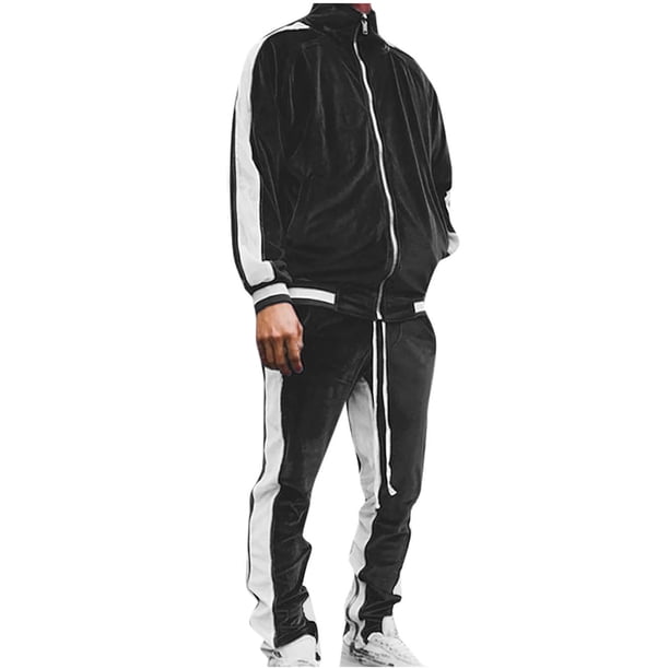 Pantalones de chaqueta de dos piezas de terciopelo informal de color deportivo para hombre Pompotops oipoqjl9020