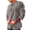 thumbnail image 2 of HAXMNOU Men Vintage Tunic Tops Shirt Viking Lace Up Jumper Blouse Grey XXXL, 2 of 4