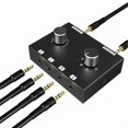 thumbnail image 2 of 3.5mm Stereo Audio Switcher 6-Way Audio Splitter Box Bi-Directional 4 in 2 Out Audio Switch Box with Rotary Volume Knob, 2 of 8