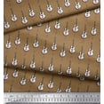 thumbnail image 2 of Soimoi Satin Silk Fabric Notes & Guitar Musical Instrument Printed Fabric 1 Yard 42 Inch Wide, 2 of 3