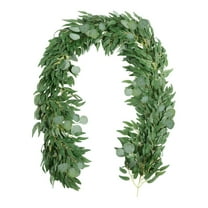 9Ft Christmas Garland - Artificial Eucalyptus Garlands, with Silver Dollar & Willow Leaves, Fake Greenery Vines Swag, for Mantle Fireplace Front Door, Christmas Decorations